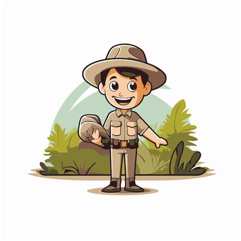 Ilustración vectorial de un explorador de safari de dibujos animados