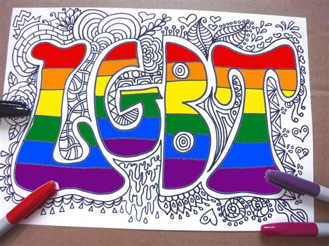 Lgbt Coloring Page Printable Gay Lgbtq Lesbic Etsy UK