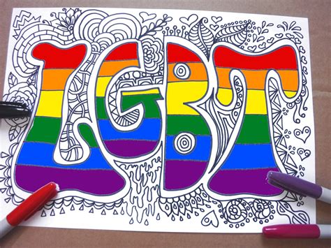 Lgbt Coloring Page Printable Gay Lgbtq Lesbic Etsy Uk