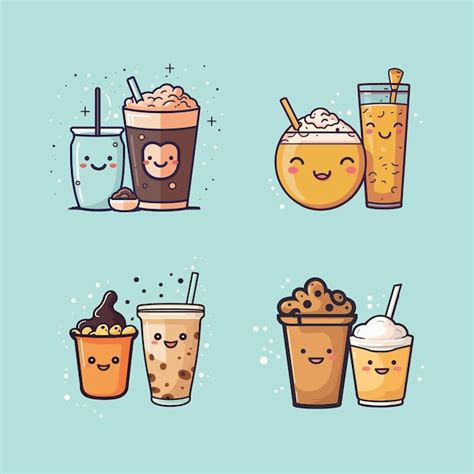 Premium Vector Bubble Tea Icon Set Vector