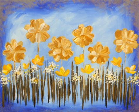 Golden Blooms Pinots Palette Painting