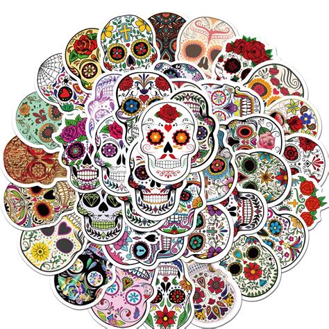 Buy Linlang Sugar Skull Stickers Pack 60pcs Laptop Skull Decals Dia De