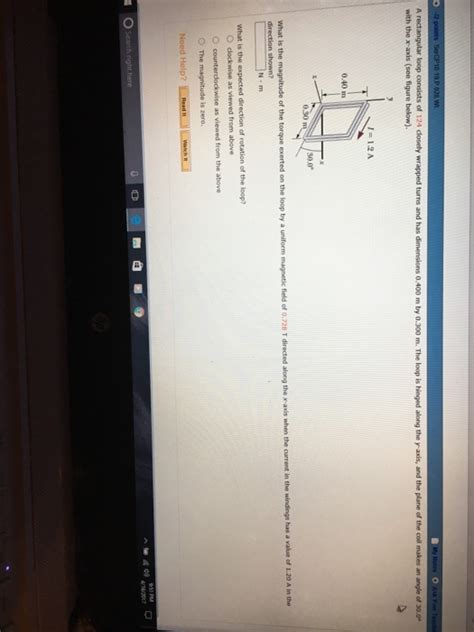 Solved A Rectangular Loop Consists Of 124 Closely Wrapped Chegg