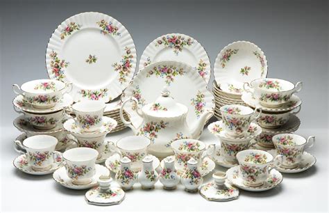 Sold Price A Large Royal Albert Moss Rose Tea And Dinner Suite May