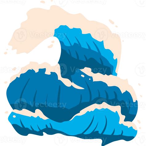 An Illustration Of A Large Wave Crashing Into The Ocean 49577816 PNG