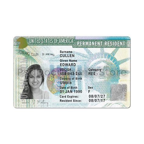 Us Permanent Resident Card Psd Template