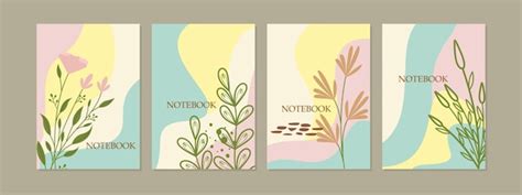 Premium Vector | Set of book cover designs with hand drawn floral ...