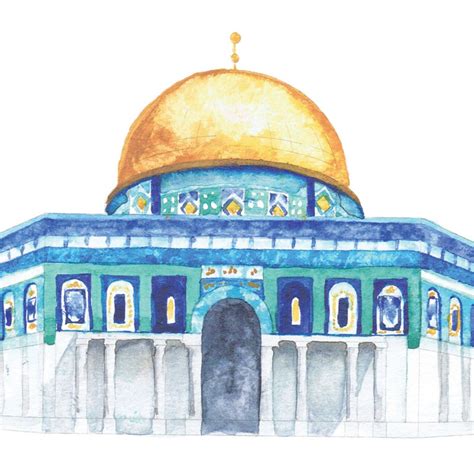 Dome Of The Rock Printable Illustration Wall Art Print Etsy Mosque