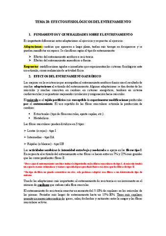 Tema 28 EFECTOS FISIOLOGICOS DEL ENTRENAMIENTO Pdf