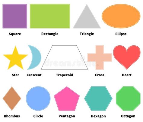 Basic Shapes for Kids. Learn 2D Shapes. Isolated. White Background Stock Vector - Illustration ...