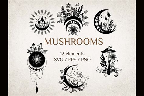 Mystical Mushroom Moon Set Graphic By DigitalART By Prozo Creative