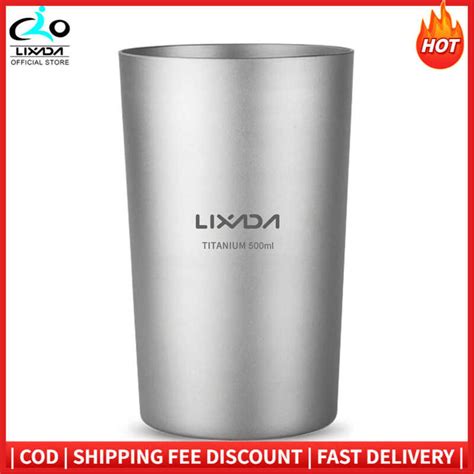 Wall Lixada Double Titanium Beer Water Juice Tea Cup Mug Para Sa Home