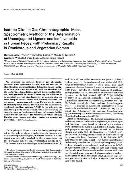 Pdf Isotope Dilution Gas Chromatographic Mass Spectrometric Method