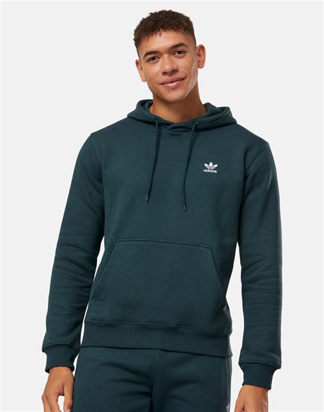 Adidas Originals Mens Trefoil Essentials Hoodie Blue Life Style