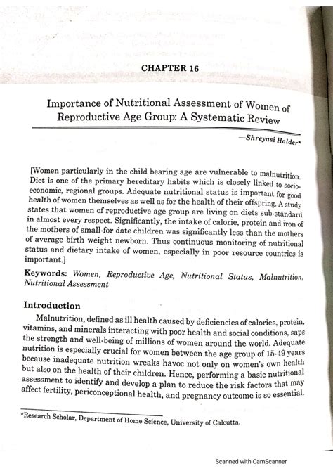 Pdf Importance Of Nutritional Assessment Of Women Of Reproductive Age