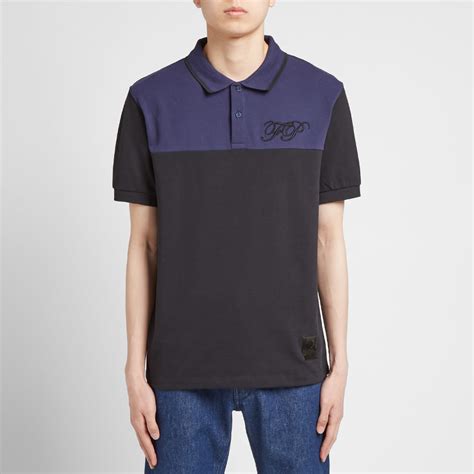 Raf Simons X Fred Perry Embroidered Initial Pique Polo Black End Us