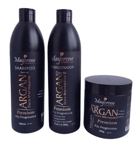 Kit 3x1 Pós Progressiva Maycrene Óleo de Argan Ouro Marroquino 3x1