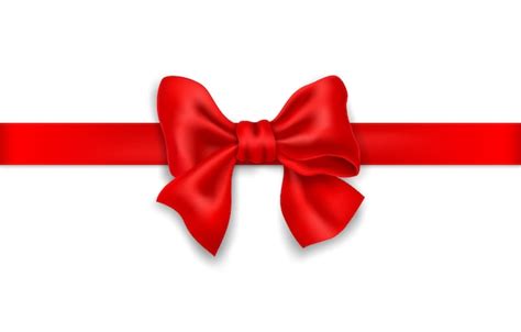 Premium Vector Decorative Red Bow With Horizontal Red Ribbon