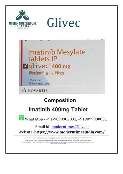 Glivec 400 Mg Tablet At Best Price In New Delhi By Modern Times