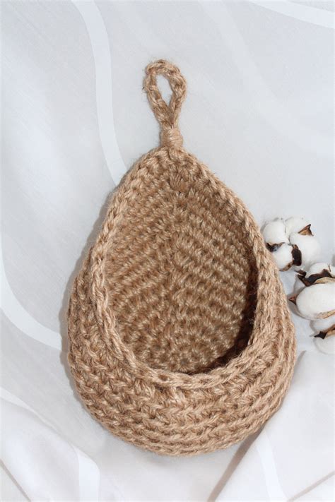 Pdf Pattern Crochet Hanging Wall Basket Jute Basket Step By Etsy