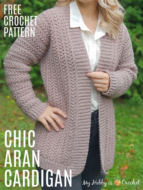 Chic Aran Cardigan Free Crochet Pattern With Tutorial Crochet
