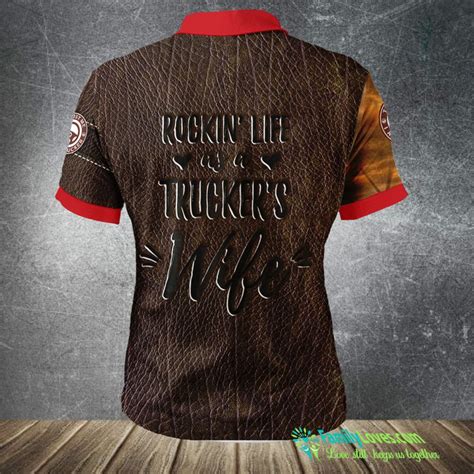 Womens Rockin Life As A Truckers Wife Truck Driver Wife Tee Polo Shirt