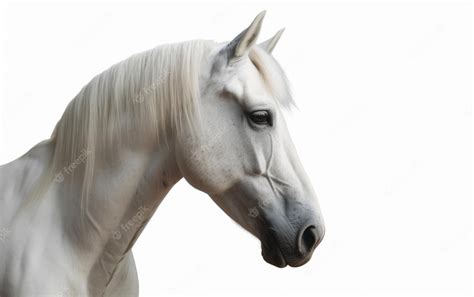 Un Caballo Blanco De Primer Plano Aislado En Un Fondo Blanco Ganado