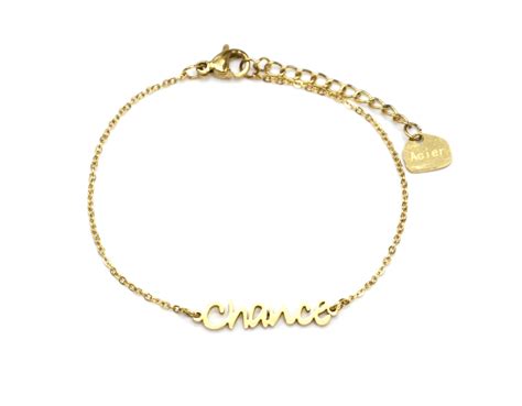 Bc F Bracelet Fine Cha Ne Avec Charm Message Chance Acier Dor