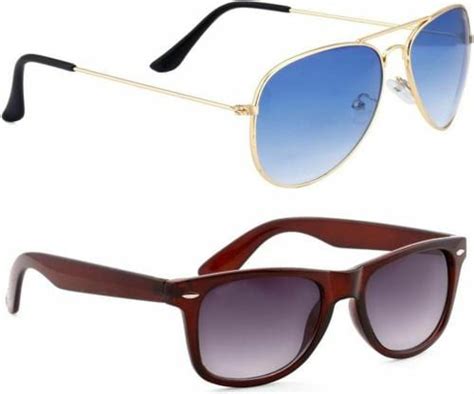 Buy Elgator Uv Protection Aviator And Wayfarer Full Frame Blue And Brown Sunglasses For Men And