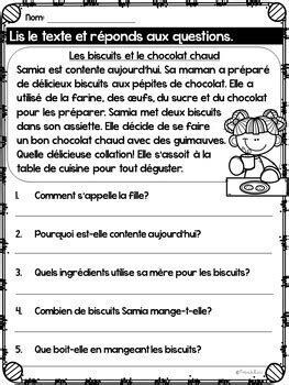 French Reading Comprehension Compr Hension De Lecture Simple By