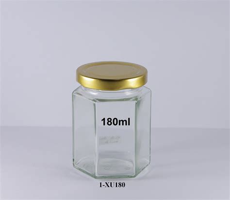 180ml Hexagon Clear Glass Jar Bottles Online Shop