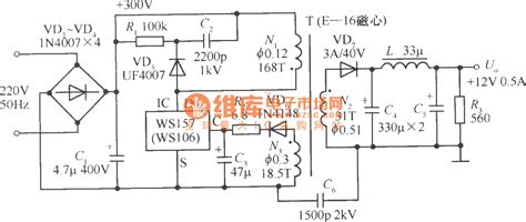 +12V, 0.5A single chip switching power supply circuit - Power_Supply_Circuit - Circuit Diagram ...