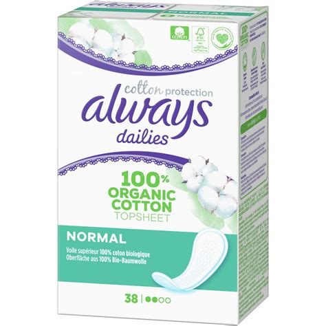 ALWAYS 100 Organic coton Protège slip normal 38 pièces pas cher