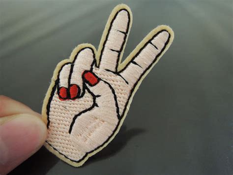 Iron On Patch Finger Patch Feminist Finger With Red Nail Etsy