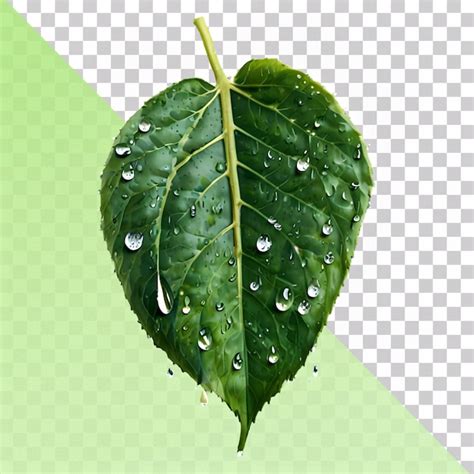 Gotas De Agua De Lluvia En Una Hoja Verde Aisladas En Un Fondo