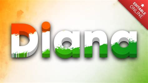 Diana India D With Painted Indian Flag Text Effect Generator