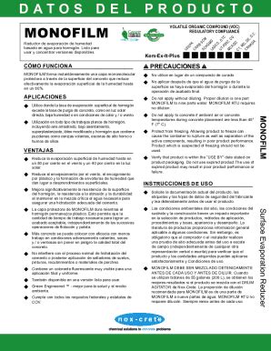 Fillable Online Fillable Online Monofilm Datos Del Producto Nox Crete