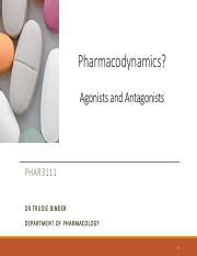 Week1 1 Pdf Pharmacodynamics Agonists And Antagonists PHAR3111 DR