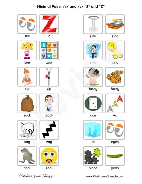 Minimal Pairs For S And Z Phonemes For Speech Therapy Practice 3
