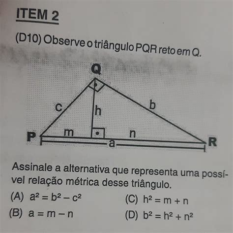 Assinale A Alternativa Que Representa Uma Poss Vel Rela O M Trica