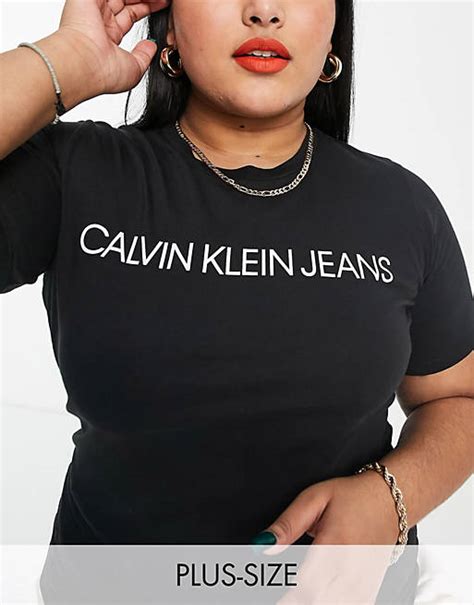 Calvin Klein Jeans Plus Institutional T Shirt In Black Asos