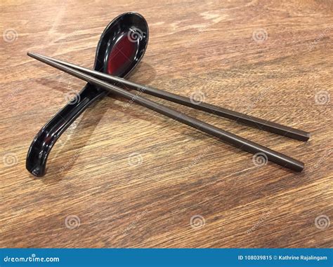 Chopsticks And Chinese Spoon Stock Image Image Of Food Solid