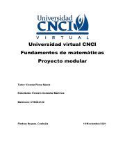 Matematicas Proyecto Modular Pdf Universidad Virtual Cnci Fundamentos