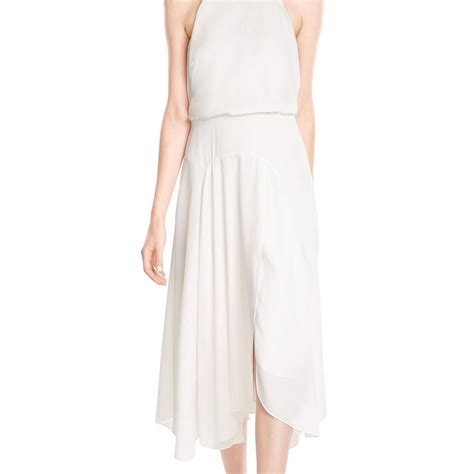 Halston White Heritage Crepe Mid Length Cocktail Dress Size 4 S Tradesy