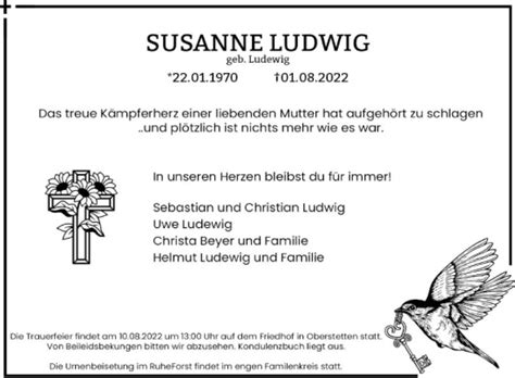 Traueranzeigen Von Susanne Ludwig Trauerportal Ihrer Tageszeitung