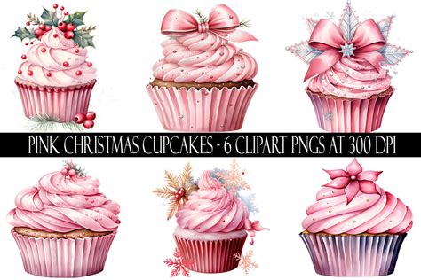 Pink Christmas Cupcake Clipart Graphic By Digital Paper Packs