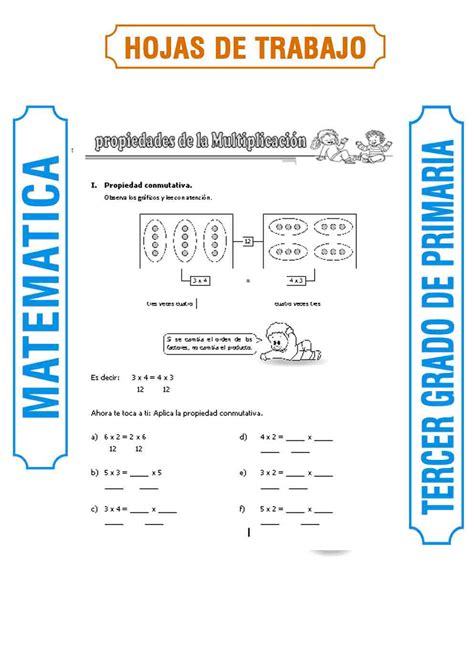 Propiedades De La Multiplicación Para Tercer Grado De Primaria Bonito Para Imprimir