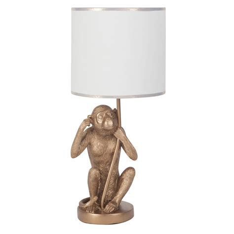 Gold Monkey Lamp With White Shade Monkey Maisons Du Monde