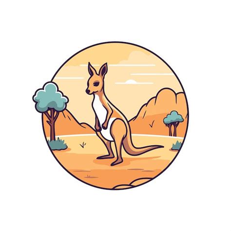 Premium Vector Kangaroo In The Desert Vector Illustration In Cartoon