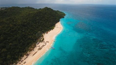 Aerial View Beautiful Tropical Island And Sand Beach Boracay Island